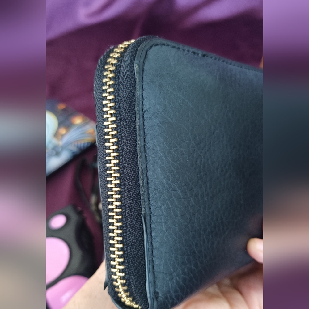 Tory Burch Black Leather Wallet with Gold Accent - Picture 10 of 16